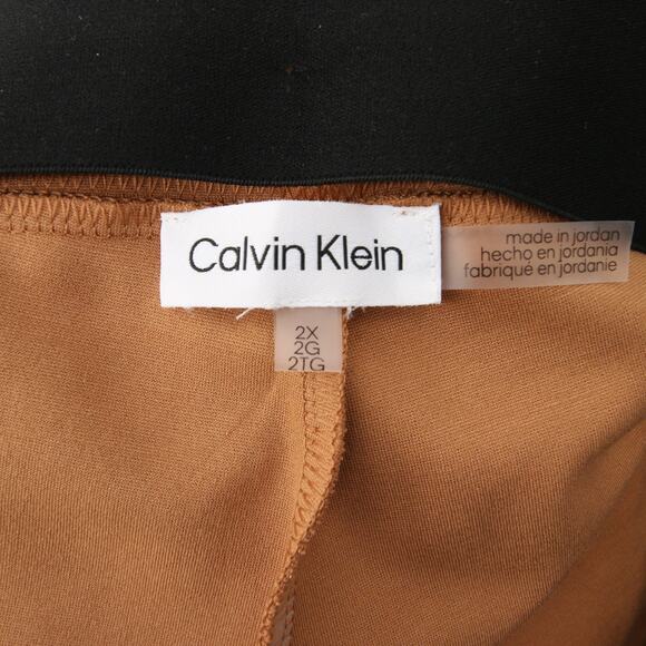 Calvin Klein Dress Pants Camel Tan Pull On Elastic High Waist Tapered Ankle 2X - Picture 9 of 12